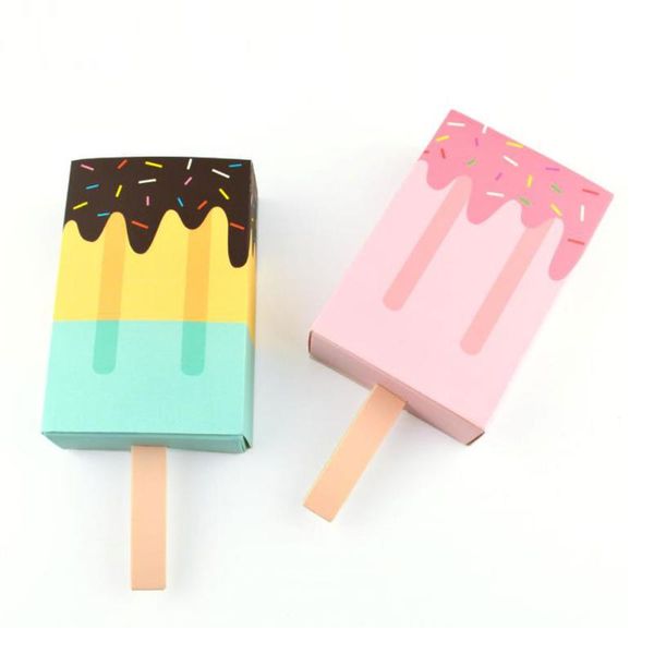 

50pcs ice cream shape christmas cookie packaging boxes chocolate gift box child favors party birthday present supplies ornament
