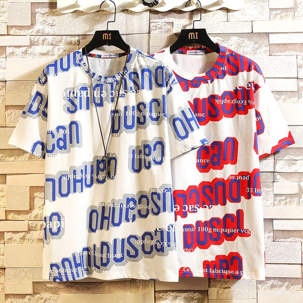 

fashion short sleeves casual o neck t-shirt print men's cotton summer clothes tees tshirt oversize m-5xl kg-290, White;black