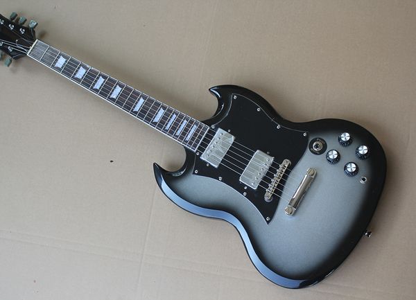 

black and white sg electric guitar, 2 pickups, customizable