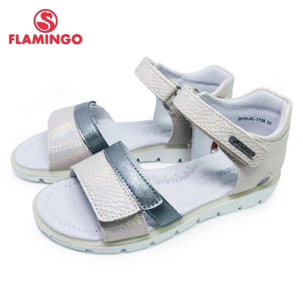 

flamingo summer kids sandals hook& loop flat arched design chlid casual princess shoes size 31-36# for girls 201s-hl-1758 210312, Black;red