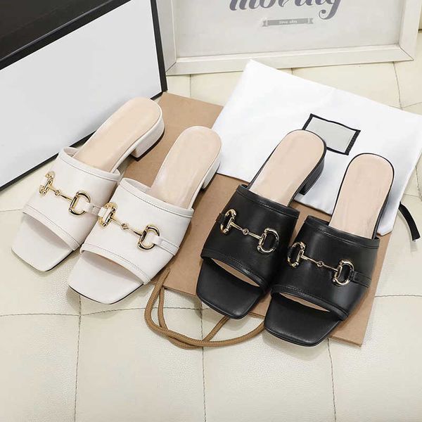 

summer new beach slippers fashion designer women lazy low heeled flops leather lady cartoon slippers luxury metal ladies slippers size 35-42, Black