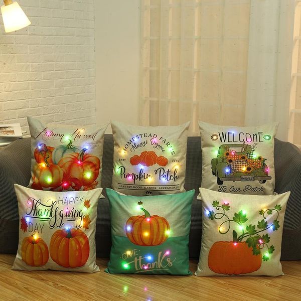 

cushion/decorative pillow thanksgiving pumpkin botany cartoon led lamp cushion cover set christmas decorations for home pillowcase 45cm *45
