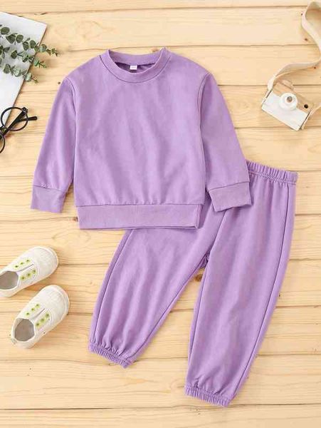 

baby solid pullover & sweatpants she, White