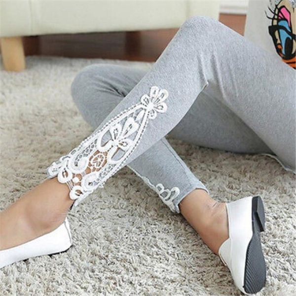 

fashion lace crochet pants womens legging skinny stretch jeggings home wear costume, Black