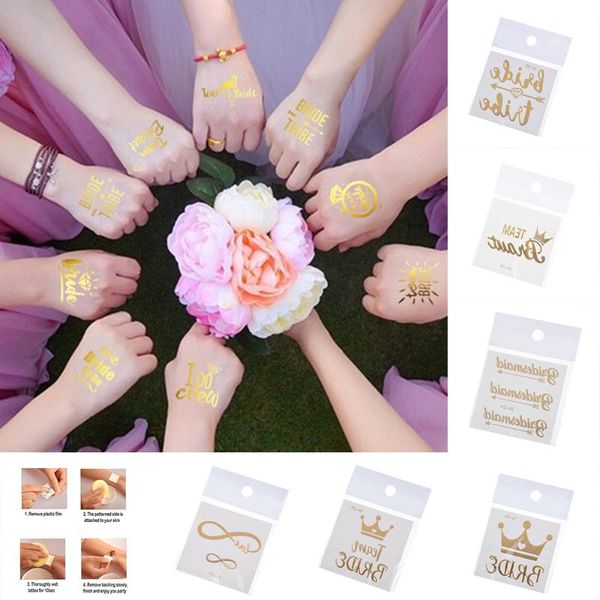 

temporary tattoos gold team bride tattoo sticker wedding supplies for party metallic decorations