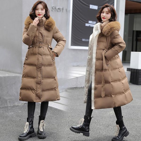

women's down & parkas winter women jacket long hooded cotton padded female coat warm outwear womens parka, Black