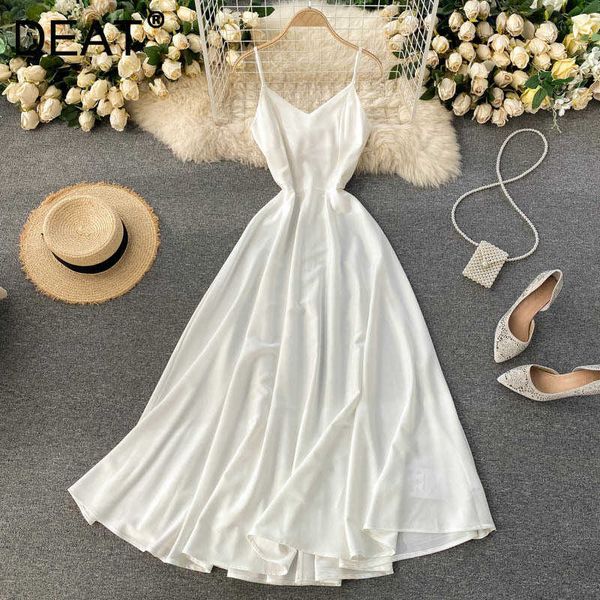 

deat women sling vacation beach dress v- neck sleeveless arrivals lady temperament fashion spring summer 11d2086 210709, Black;gray