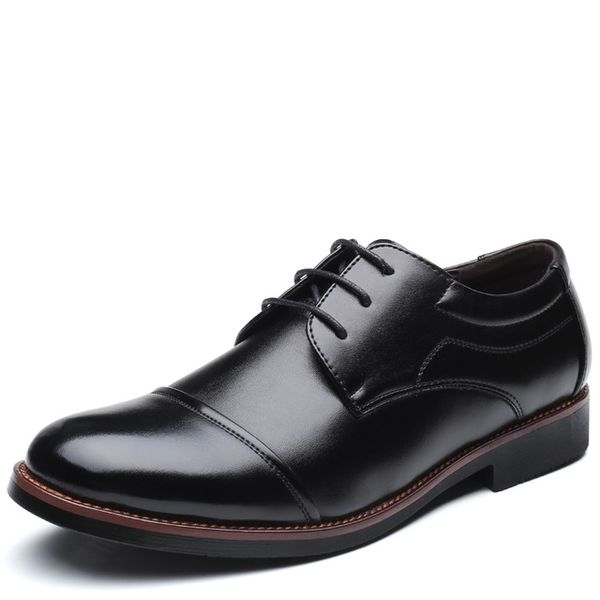 

men dress shoes formal business work soft patent leather pointed toe for man male men's oxford flats plus size 39-48, Black