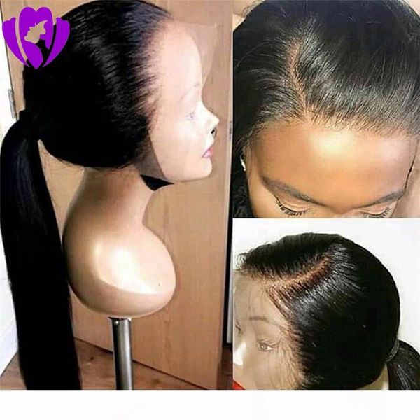

natural black brown long silky straight brazilian full lace front wigs with baby hair heat resistant synthetic wigs for black women