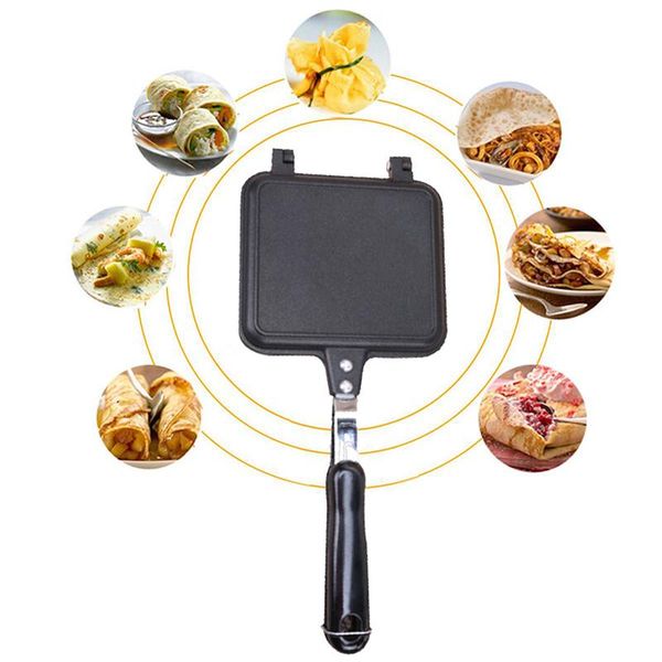 

flat bottom double-sided frying pan heat-resistant bread toast baking household non-stick sandwich pans