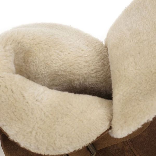 

women mid calf boots plush fur warm women snow boots fashion buckle ladies short boots women footwear size 35-43, Black