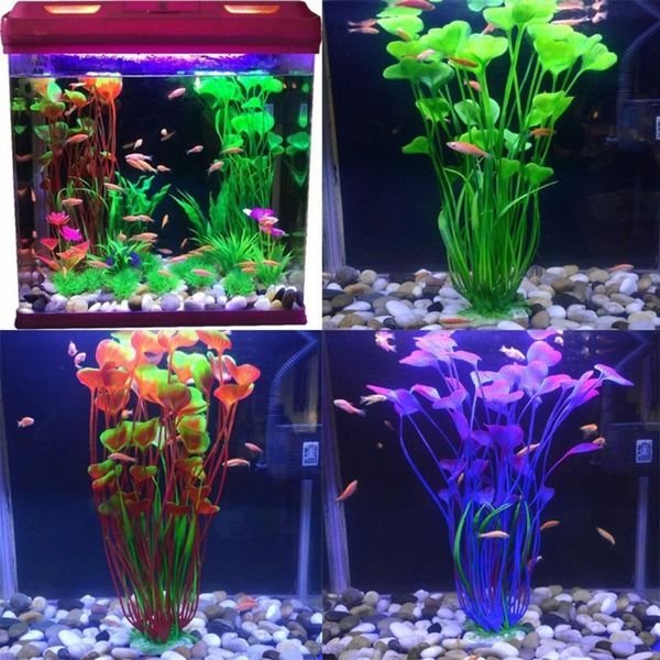 

decorations 2 pcs aquarium plastic plants fish tank artificial water plant
