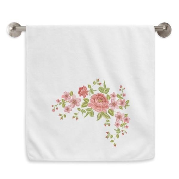 

towel red roses pattern flowers plants circlet white towels soft washcloth 13x29 inch