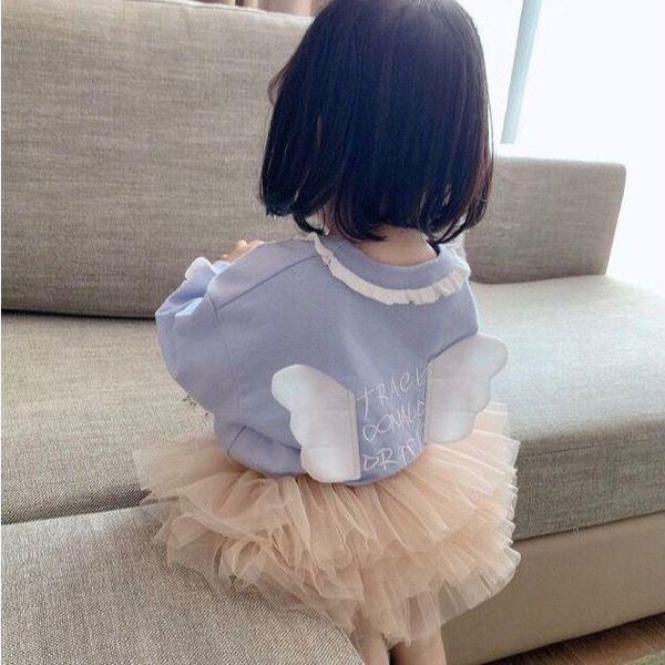 

pullover 2021 baby girls lace 3d wing sweater spring autumn sweatshirts clothes kids jackets children wear, Blue
