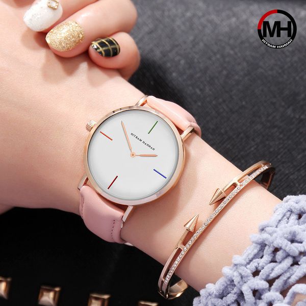 

hannah martin fashion casual women's quartz wristwatch leather strap ladies dress watch waterproof reloj mujer bracelet watches, Slivery;brown