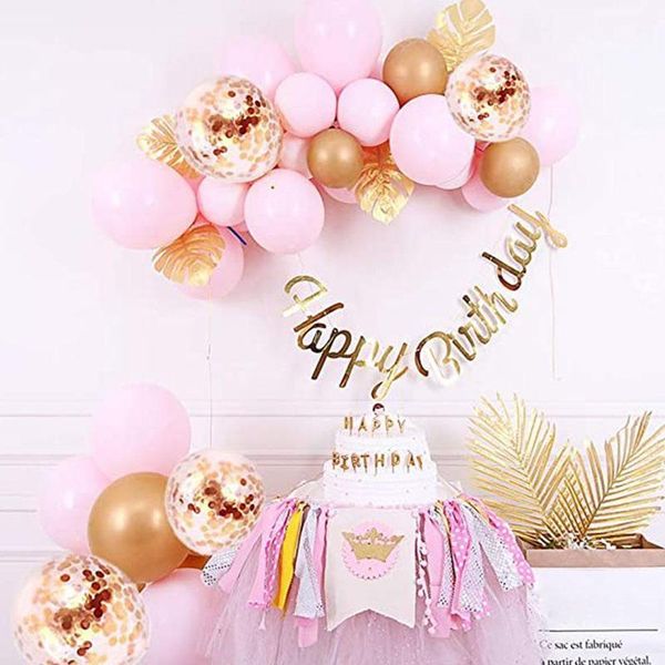 

party decoration 117pcs pink white gold latex balloons arch kit confetti ballon wedding birthday garland baby shower backdrop decor