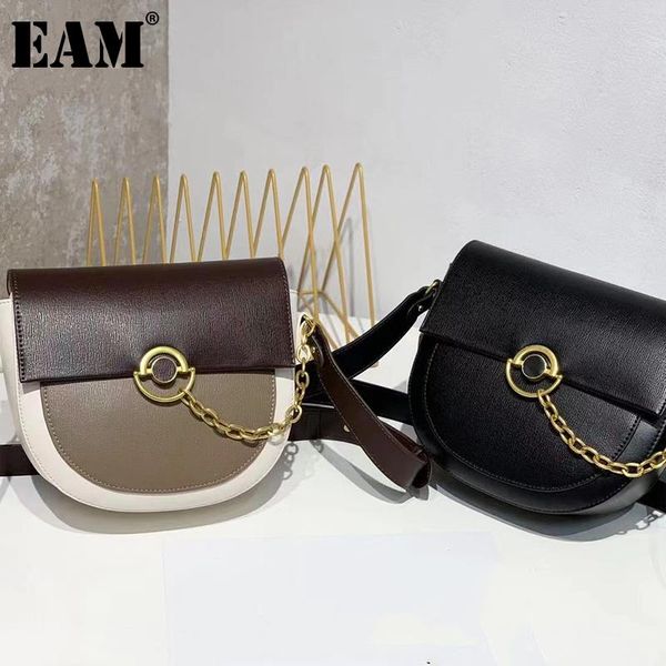 

[eam] women early spring new saddle small pu leather flap personality all-match crossbody shoulder bag fashion tide 2021 18a1420