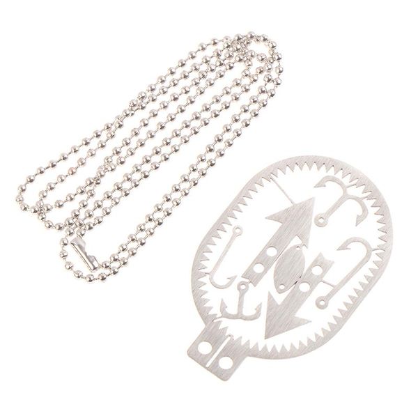 

fishing hooks multifunction gear necklace camping equipment survival tools