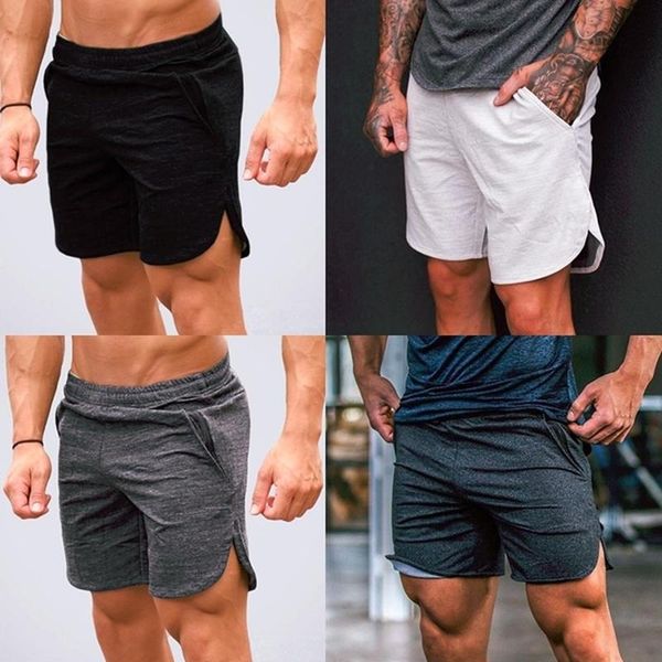 

men's shorts summer men's solid sports casual running beach male loose quick-drying five pants fitness soft, White;black