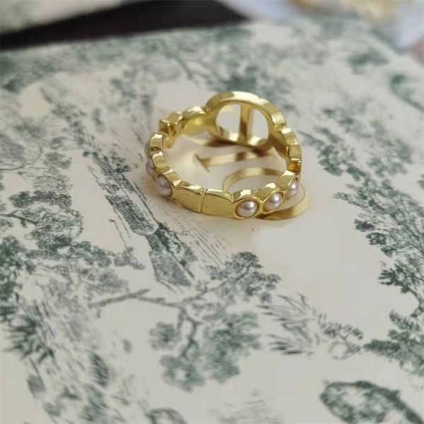 

new open ring design pearl five pointed star brass material jewel, Silver