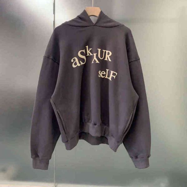 

schuim letters hoodies sweatshirts men women oversized hoodie askyurself sweatshirt fast shipping, Black