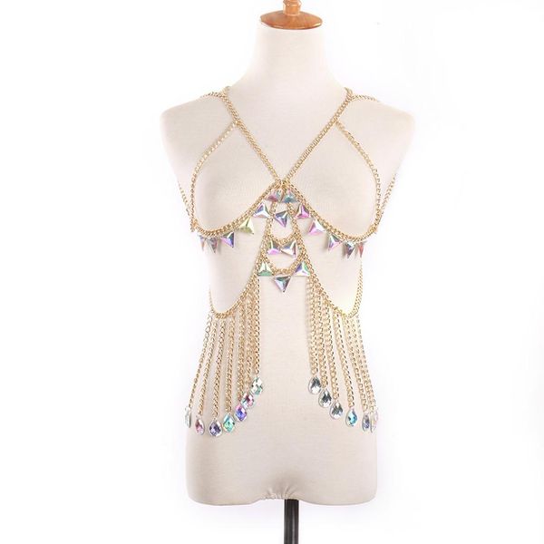 

women summer hollow waist body chain faux gem decor night club jewelry, Silver