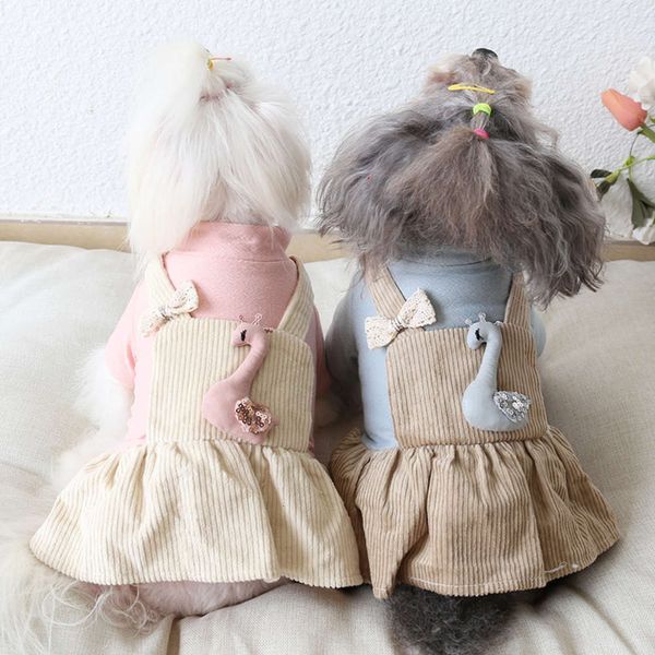 

ysgj 20 autumn and winter new swan strap skirt cat dog pet cloth autumn and winter cloth