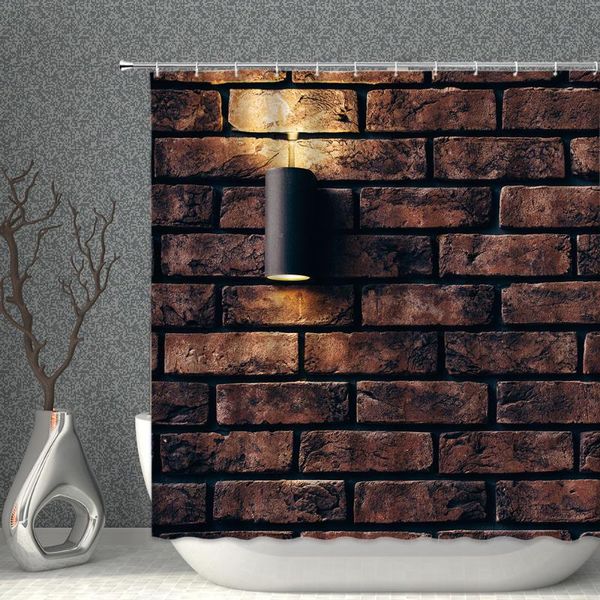 

shower curtains brick wall vintage dilapidated walls polyester decoration curtain bathroom waterproof screen with hooks washable