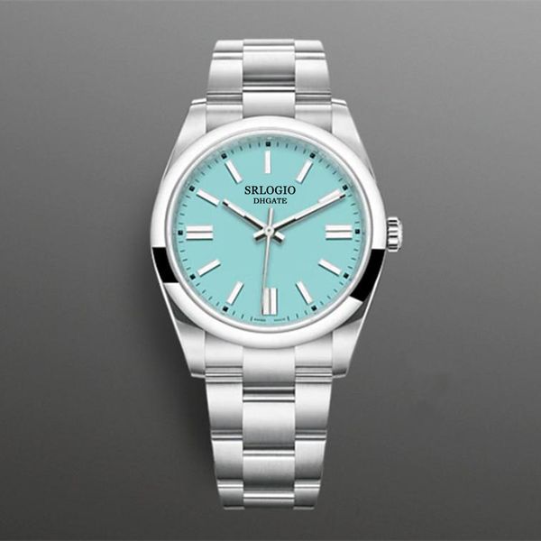 

mens watch automatic winding mechanical movement 41mm ice blue luminous 7 color optional fashion business watches montre de luxe men gifts, Slivery;brown