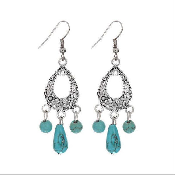 

women's water drop tibetan silver turquoise dangle chandelier earrings dymtqe081 fashion gift national style women diy earring