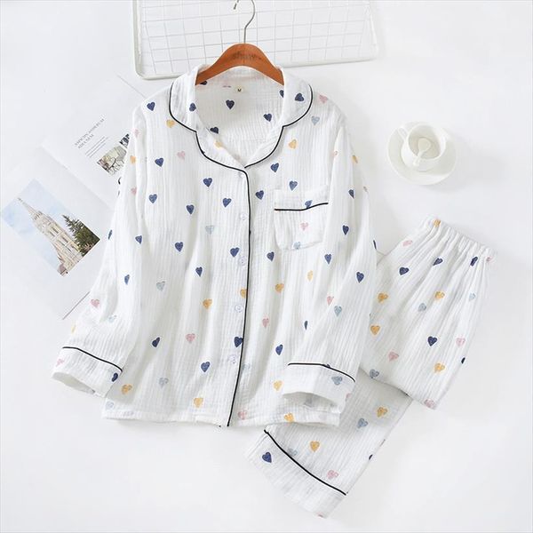 

japanese style spring, summer and womens sleepwears autumn gauze home service suit long sleeved trousers cute cartoon women, Black;red