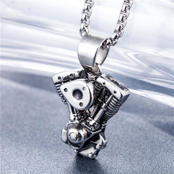 

chains hip hop rock retro locomotive motorcycle engine punk domineering men's pendant gift necklace jewelry accessories wholesale, Silver