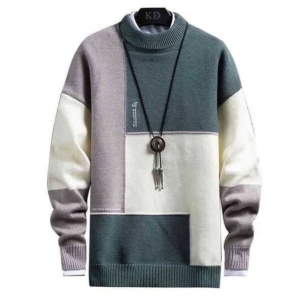 

knit sweater thickened personality style loose outer wear slim fit sweaters knitted men's christmas jumper, Black