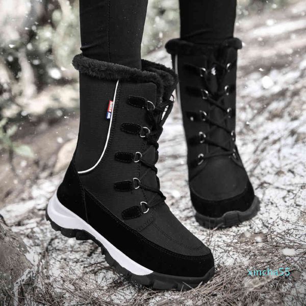 

winter big northeast snow boots women's plush thickened warm and wear-resistant large cotton shoes women's shoes waterproof thick, Black