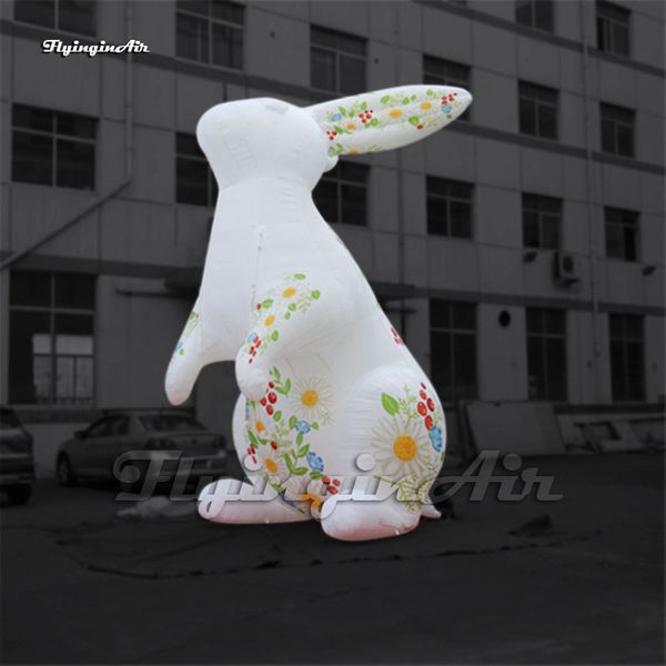 Açık Hayvan Maskot Modeli Beyaz Şişme Tavşan 3 M / 4 M / 5 M Reklam Blow Up Paskalya Bunny Balon Park Dekorasyon Için