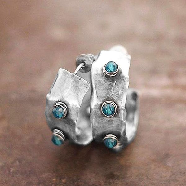 

hoop & huggie jk vintage earrings women antique silver color with blue oil simple stylish female party personality jewelry, Golden;silver