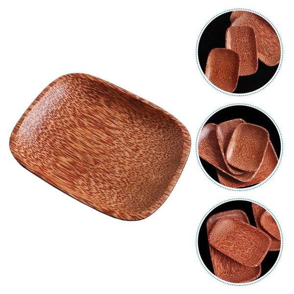 

1pc wooden breakfast pizza tray rectangular simple plate home supply brown