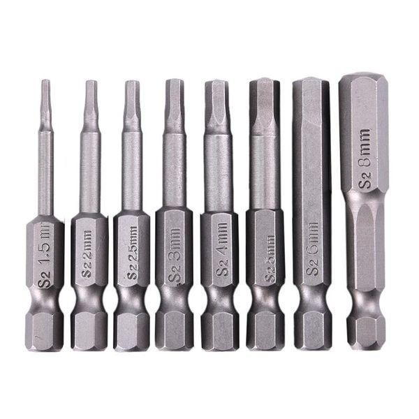 

hand tools 8pcs/set 50mm magnetic head screwdriver bits anti slip 1/4" hex shank screw drivers set h1.5-h8 electric power tool accessor
