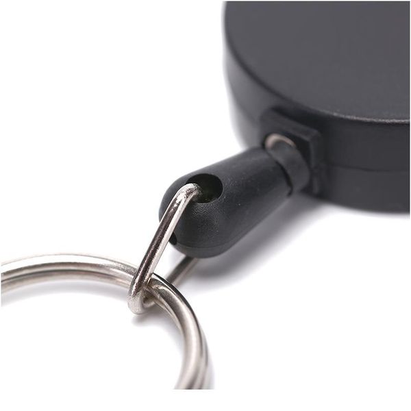 

black badge reel retractable recoil anti lost ski pass id card holder key ring keyring steel cord wire rope keych qylvsd