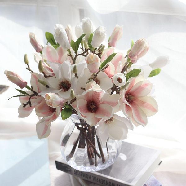 

decorative flowers & wreaths 1 pce silk magnolia branch artificial fake flower for diy wedding decorate home decoration party a