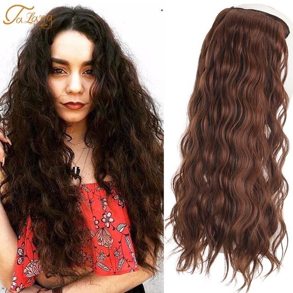 

synthetic wigs talang 24inch 5 clips in hair u-shaped half long curls hairpiece synthesis high temperature fibert golden brown black