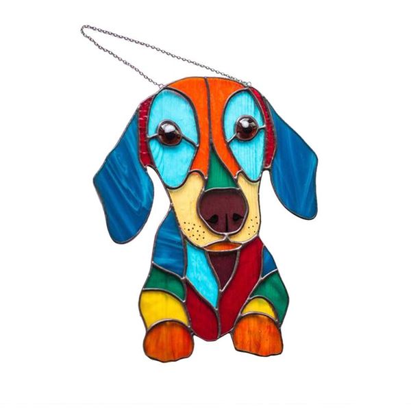 

decorative objects & figurines wall sticker personalized stained glass dog suncatcher unique fish mom's gift home decoration accessory