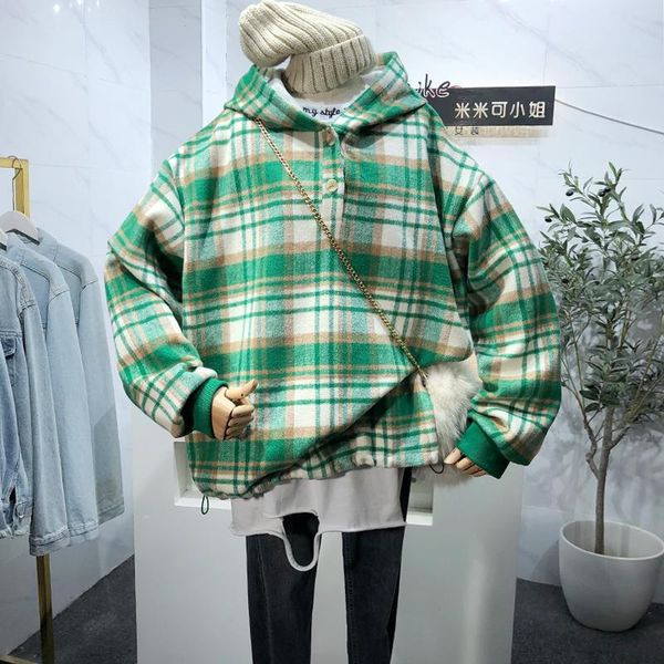 

women's hoodies & sweatshirts 2021 winter korean wool plaid hooded plus velvet sweatshirt women loose large size lazy student fashion, Black