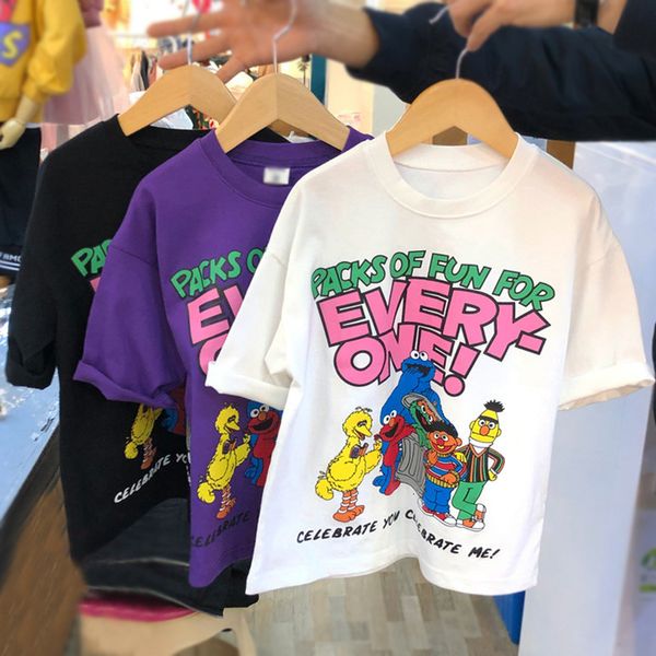 

women's men's cotton wear and children's neutral t-shirt summer color letter cartoon t korean short sleeve fas, Black;white