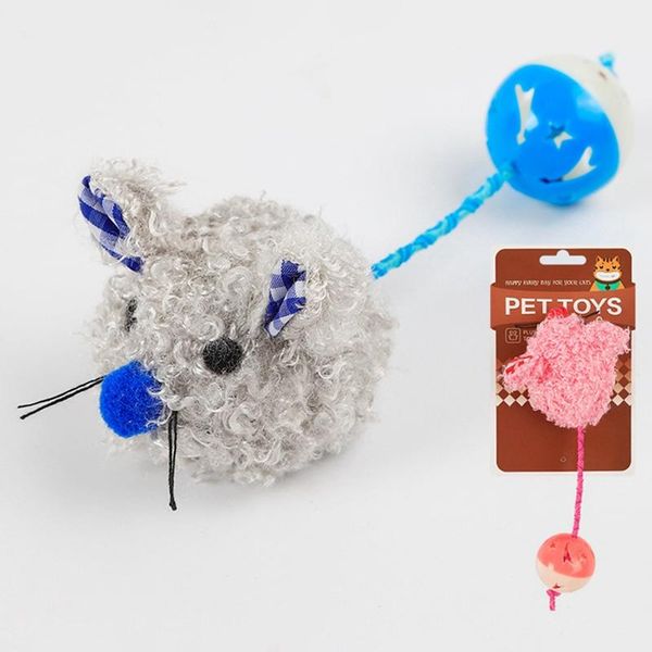 

cat toys teaser cats plush stuffed mouse toy with plastic bell ball containing catnip pet interactive