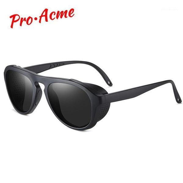 

sunglasses pro acme retro round polarized steampunk men women brand designer luxury punk sun glasses windproof goggle pc1621, White;black