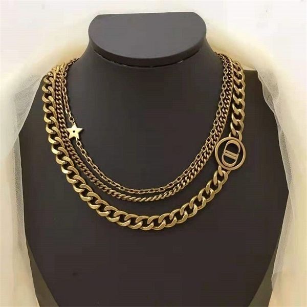 

special offer designer jewelry five pointed star three layer necklace fuku, Silver