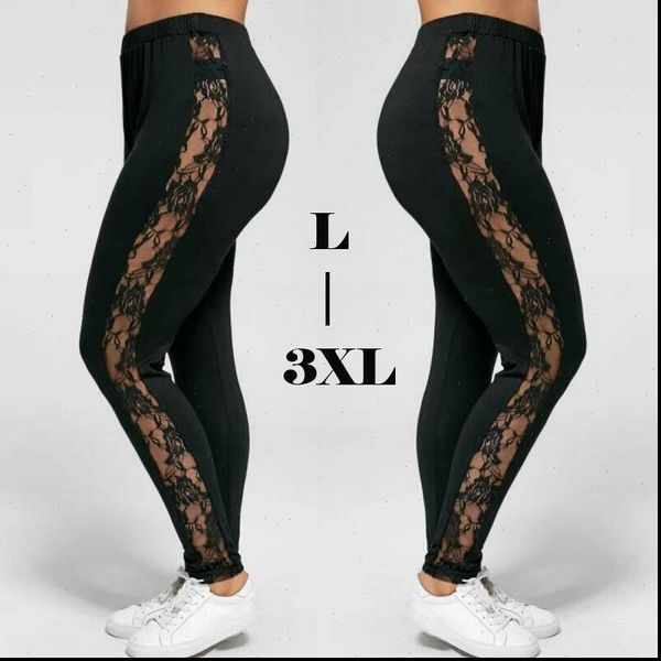 

womens leggings floral lace side panel cut out black leggings slim stretch trousers plus size uk10 18