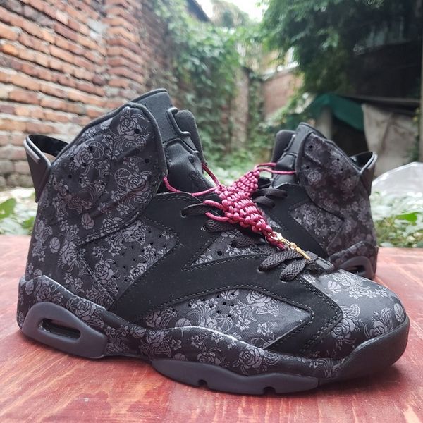 

fashion brand jumpman 6 sd wmns singles day mens basketball shoes 6s peony flower black cny metallic gold men trainers sports sneakers 40-47