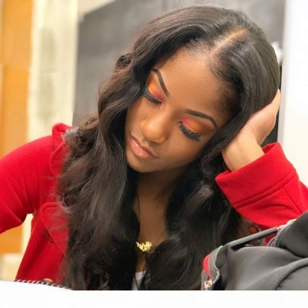 

human hair wigs lace front wig wavy curly l-shape lace real remi hair body wave wig long side part natural color pre plucked, Black;brown